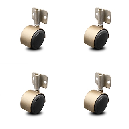 Service Caster 2.375 Inch Antique Brass Hooded Urethane Twin Wheel Caster with Side Mount Set SCC-GR02S60D-NYU-WA-716X78-CB180-4